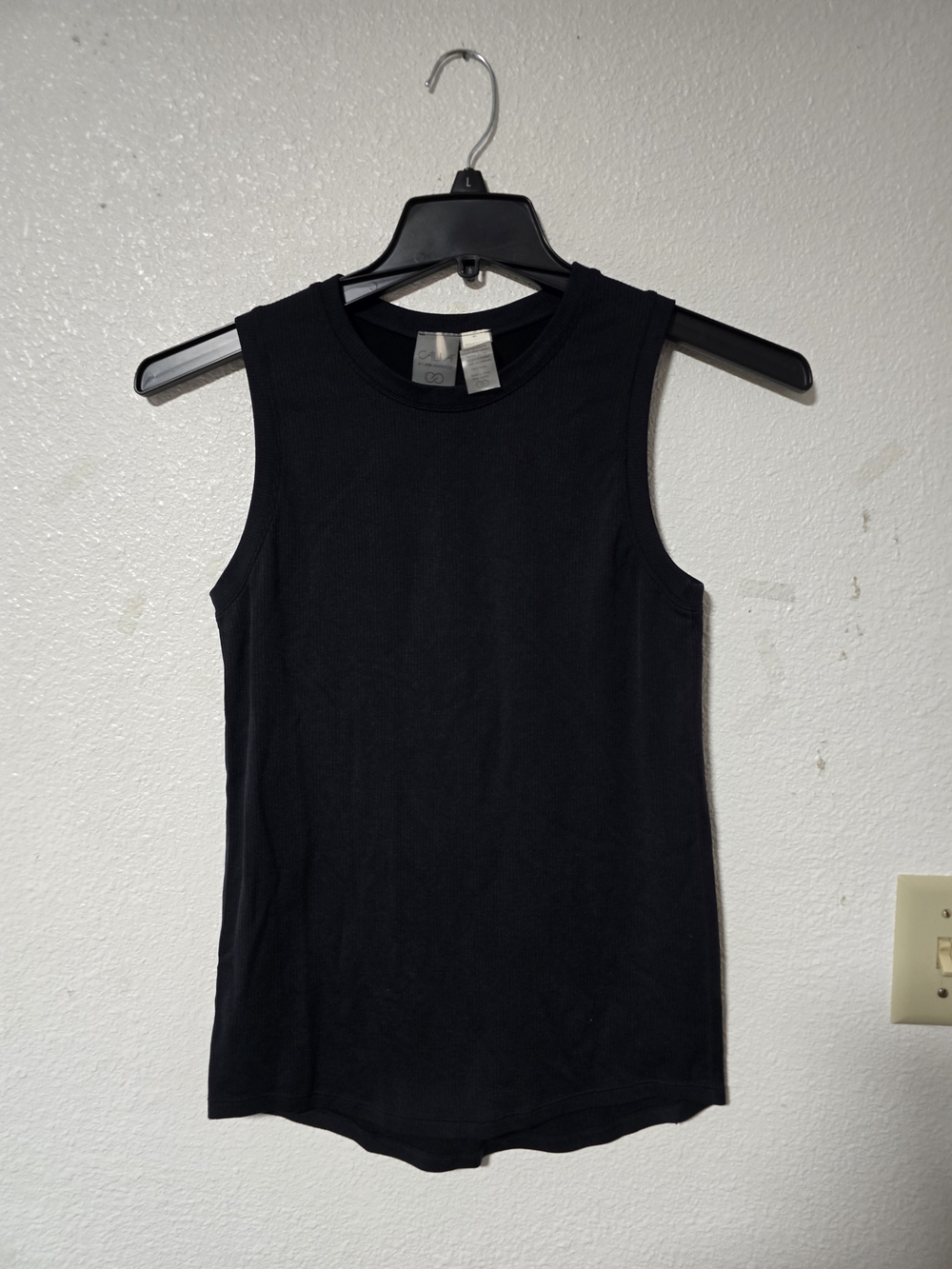 Calla Black Ribbed Sleeveless Tank Top